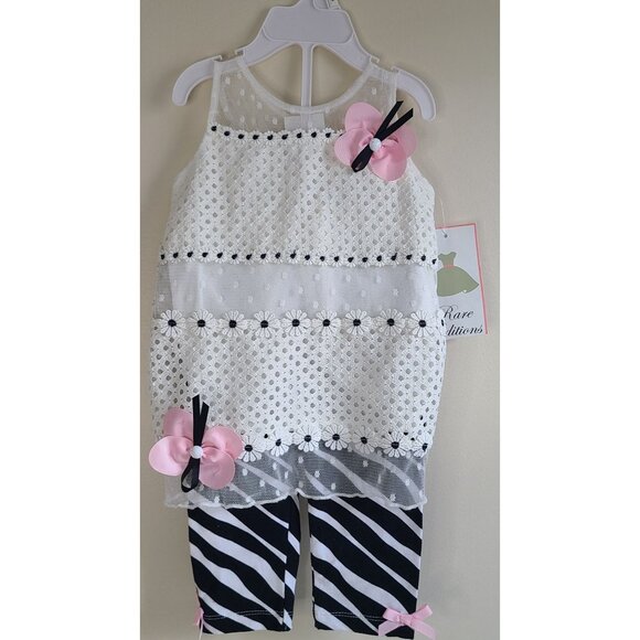 Girls Outfit Set Size 18M White Lace Tunic & Zebra Leggings 2-Piece NWT - Picture 1 of 7